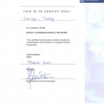 Certificate of CONSYS